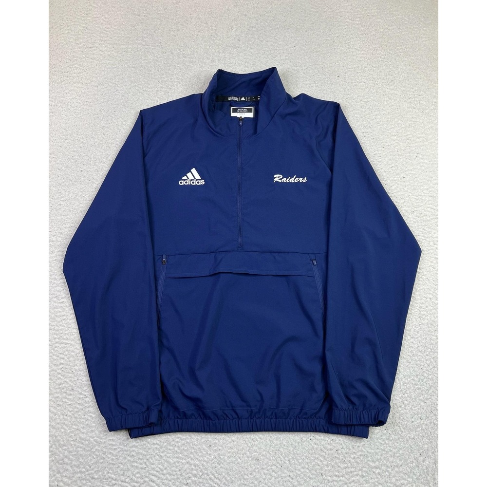 Adidas AEROREADY Windbreaker Jacket Mens Small Blue Half Zip Raiders Athletic